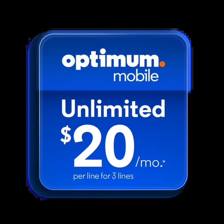 Optimum Mobile Unlimited, $20 per month per line for 3 lines